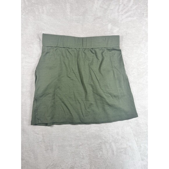 Ibex Womens Wool Skirt Sz Medium Solid Green Pockets Pull On Activewear Winter - Picture 7 of 7